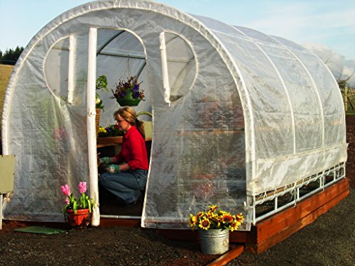 Greenhouse-Weatherguard Walk In Arched Top Garden Hot House Fully Enclosed - Screend Windows for Ventilation, Zippered Door (6'W x 12'L x 6'6"H) Small Hobby Greenhouse for large decks, patios, porches, backyards