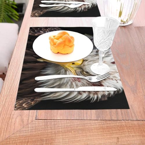 Lot de 6 sets de table aigle américain pour salle à manger lavables