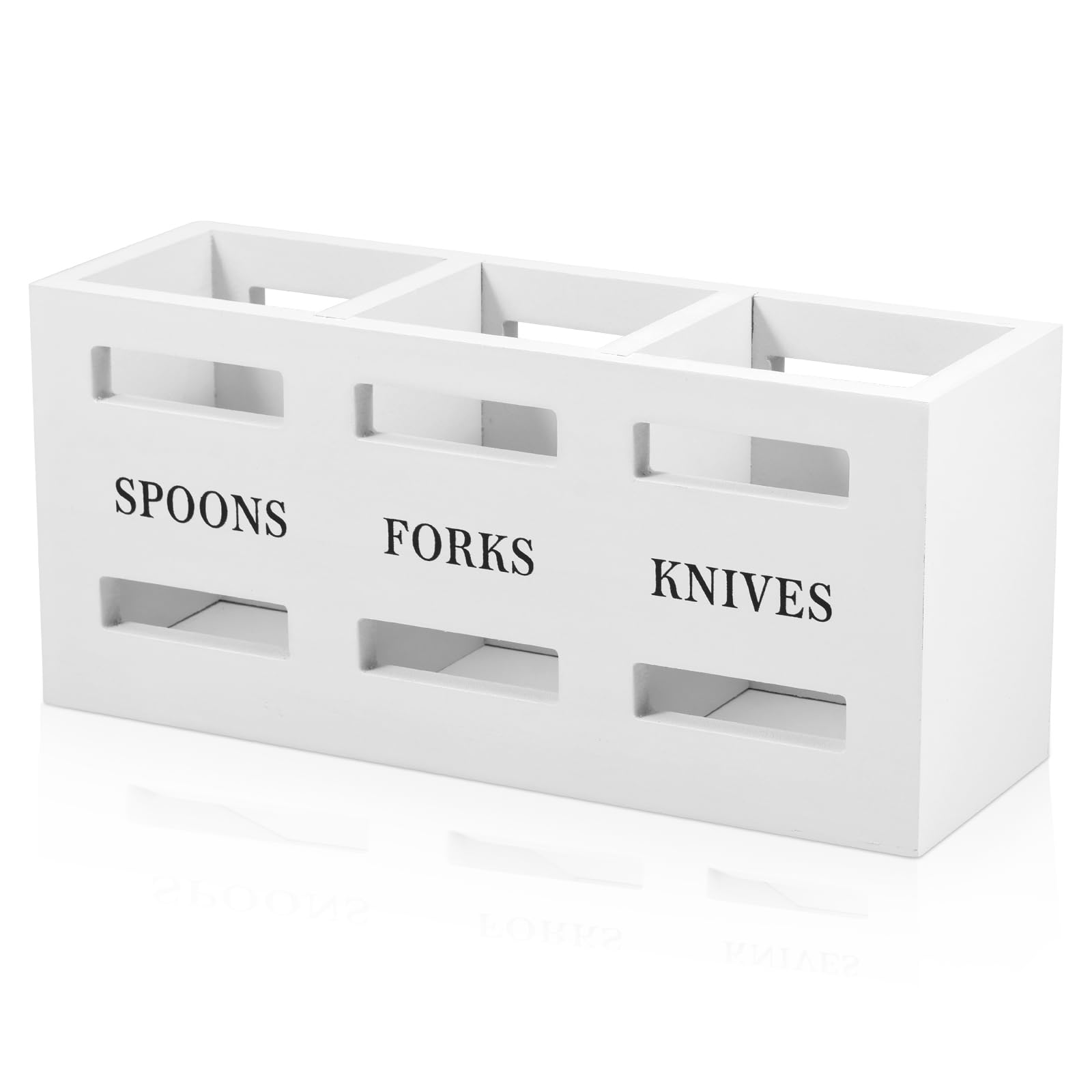 Alongen White Kitchen Utensils Holder With 3 Compartment Large Capacity Cooking Utensil Holder Multipurpose Utensil Caddy For Forks Spoons Cutters (White)