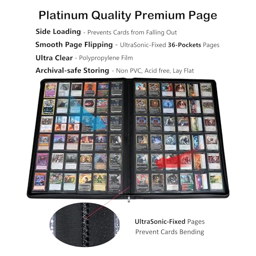 Rayvol Premium 2300 Pockets Card Binder, Large 36-Pocket 2000+ Ringless Trading Card Album - Side Loading UltraSonic-362304 Tech Zip Binder for TCG -White by Rayvol - Image 4