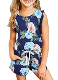 Dokotoo Girls Summer Casual Cute T-Shirt Shorts Outfits Set Short Sleeve Tops Tee Shirts Clothes Rou