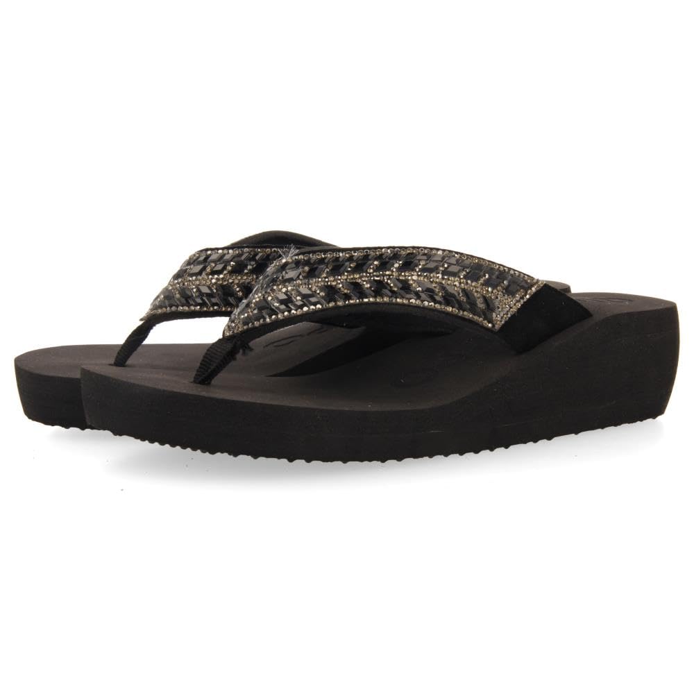 GIOSEPPO Devices, Women's Flip Flops, Black, 40 EU, Black/White, 8 UK