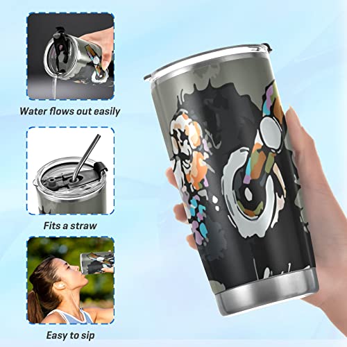 Yasala Tumbler Monkey Music Insulated Coffee Cup Beverage Container Travel Mug With Straw And Lid Double Wall Stainless Steel 20Oz Office, Back To School #TOP4