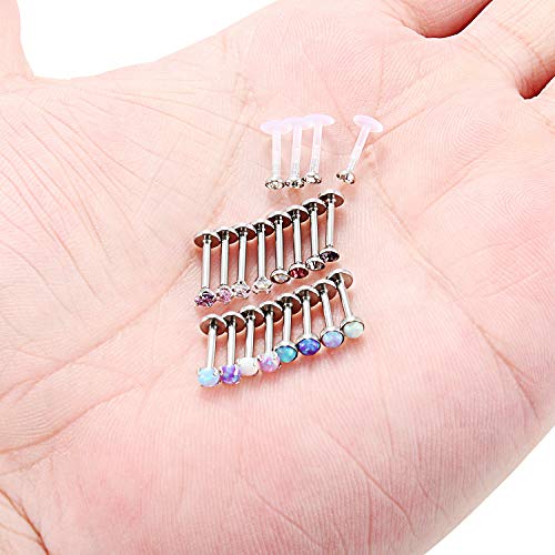 image for SCERRING 20PCS 16G 8mm Stainless Steel Labret Monroe Lip Ring Tragus N