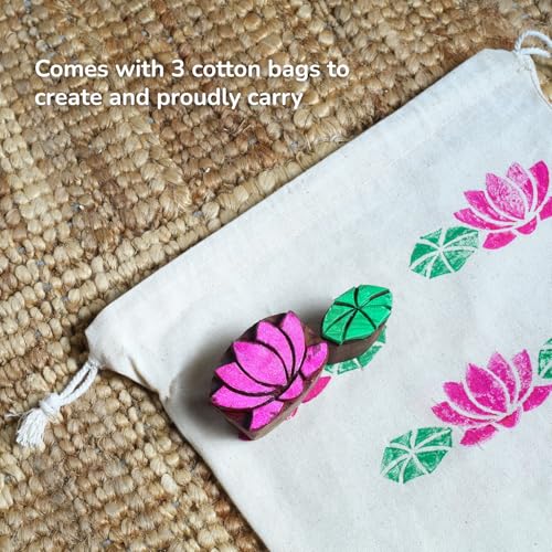 Image of Wooden Stamp Art Flowers for Kids 3+ Yrs, 4 to 8 Years | DIY Art & Craft Toy with Wooden Stamps | Montessori Inspired Learning Toy | Non Toxic | Handmade in India | Screen Free Toys