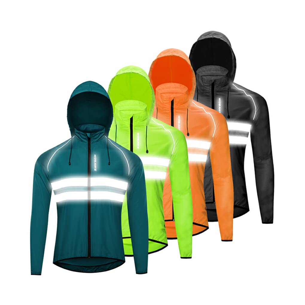 Chaqueta de ciclismo Abrigo de ciclismo con capucha Cortavientos Reflectante a prueba de viento Impermeable Moto Manga larga Hombres Montar