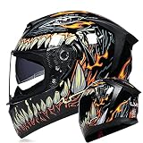 TRIPERSON Full Face Motorcycle Helmet DOT Approved Motorbike Moped Street Bike Racing Crash Helmet, Men and Women (Mutations Lens, Large)