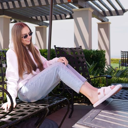 LongBay Slippers for Women Memory Foam Open Toe Slide Indoor House Shoes Slip On Bedroom Comfy Gift - Image 3