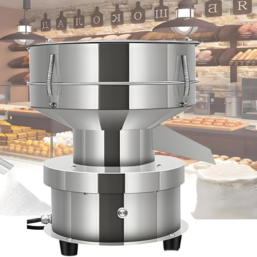 GLBMXDD Tamis Vibrant électrique Commercial - Tamis à Farine Automatique 50 W en Acier Inoxydable avec Tamis de 40 et 60 Mailles, 1350 TR/Min pour Farine,...