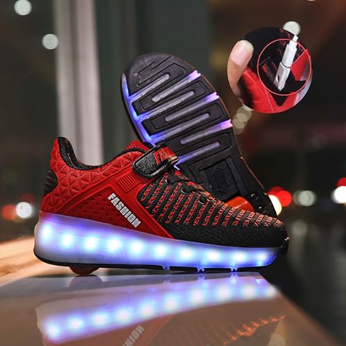 Ufatansy Roller Shoes Girls Boys Sneakers with Wheels Roller Skate Shoes USB Charging LED Light Up Footwear Skates for Beginner Trainers Kids Lightweight Breatheable Shoe2