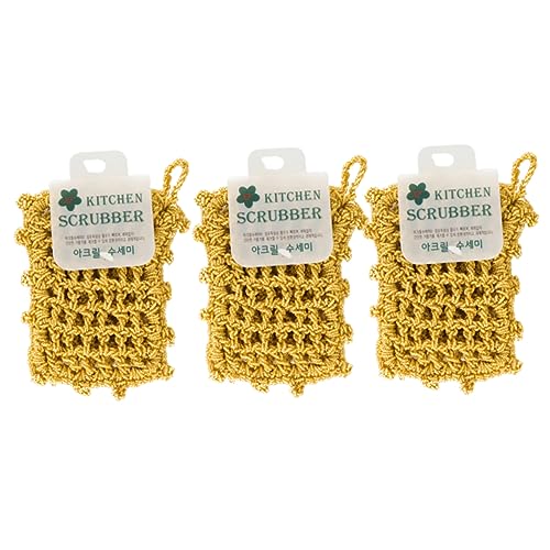 HAMPPLIES 3 Piezas Toalla de Cocina paño de Limpieza de Cocina Cepillo de Cocina Esponja esponjas para Lavar Platos Fuera de Plato hundir bayeta escurreplatos Trapo de Cocina Golden