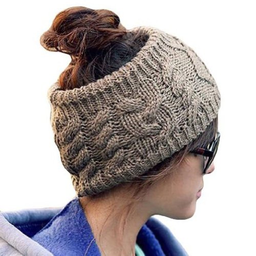 EUBUY Winter Warm Twist Knitting Headgear Women's Ladies Korea Knit Crochet Flora Twist Style Headband Head Wrap (Dark Grey)