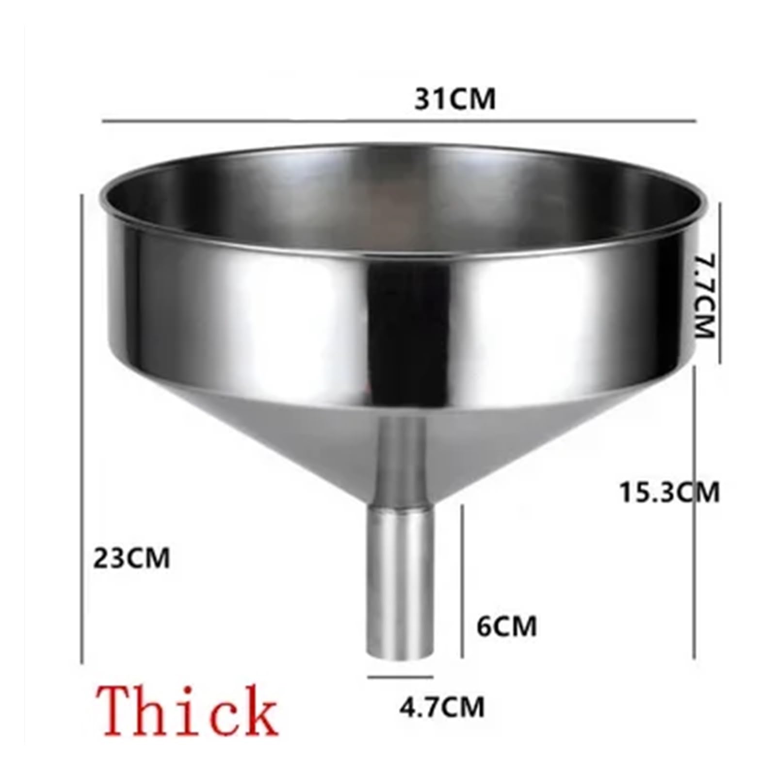 Embudo grande de acero inoxidable, embudo de Metal líquido for aceite de cocina con filtro desmontable, embudo de boca ancha for enlatar herramientas de cocina (Color : 31cm)