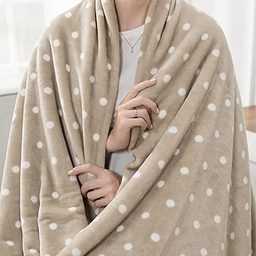 Kingole Flannel Fleece Microfiber Throw Blanket, Luxury Irovy Cream King Size Dot Pattern Lightweight Cozy Couch Bed Super Soft And Warm Plush Solid Color 350Gsm (108 X 90 Inches) #TOP1