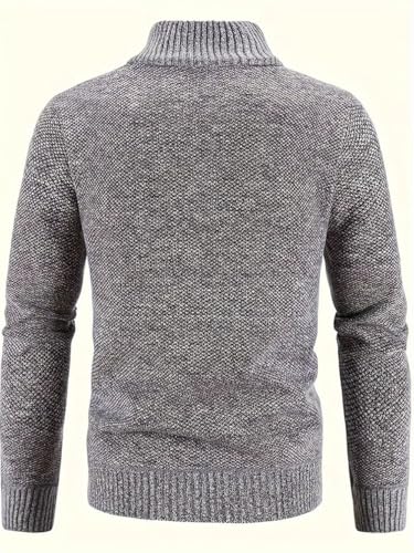 Mens Sweater Cardigan Full Zip Knitted Long Sleeve Sweaters Men Workout Outfits (US, Alpha, Small, Regular, Regular, Light Grey)4
