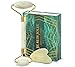 JE SUIS JOLIE Authentic Jade Roller for Face, Eyes, Neck, Body | Gua Sha Scraping Tool | 100% Natural Real Jade Stone | Anti Aging | Beautiful Skin Detox | Reduce Wrinkles, Puffiness and Dark Circles