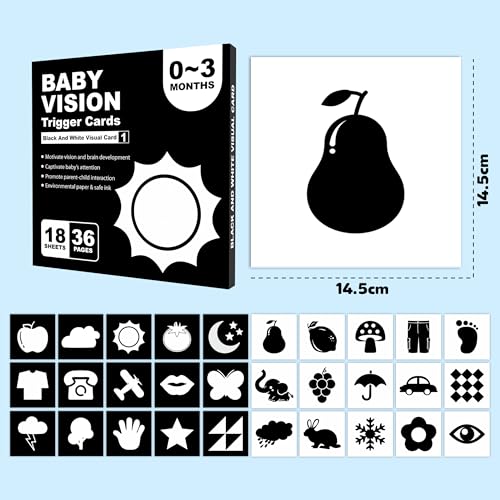 Image of Lefan New Born Baby Essentials: High Contrast Black and White Vision Flash Cards 18 Cards, 36 Pages, Ideal Toys for 6 to 12 Months, for 12-36 Month (Baby Vision Cards 0-3)