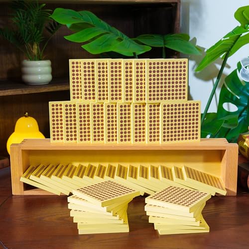 Premium Montessori Math Toys: 45-Piece Hundred Squares Set, Wood Decimal System & Place Value Manipulatives for Kids 5-7, Homeschool & Classroom Counting Learning Tools(45 Wooden Hundred Squares)