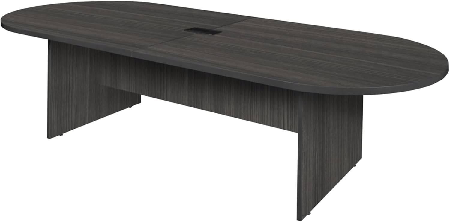 Regency Legacy 10 ft Racetrack Laminate Conference Table with 1 Charging Port, Durable Construction, Scratch-Resistant Surface, and Modern Design for Professional Office Workspaces - Ash Grey
