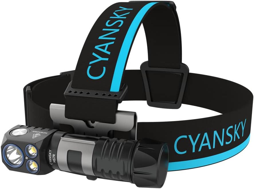 CYANSKY HS7R 2800 Lumens Headlamp,with Spotlight and floodlight Modes,IP68 Waterproof Flashlight with Headband,Head Lights for Forehead USB-C Rechargeable (HS7R)