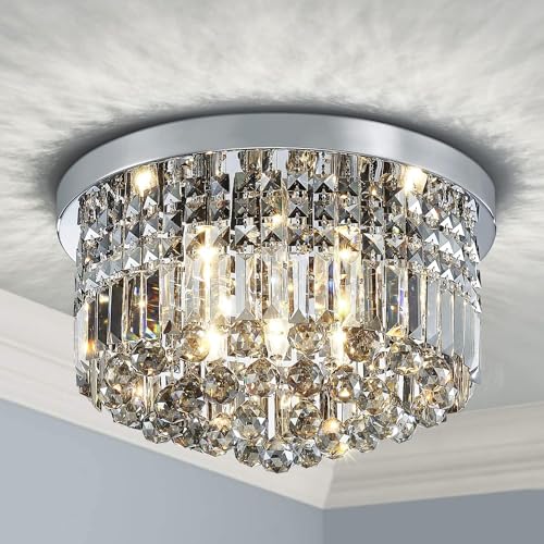 Plafonnier encastré lustre moderne cristal gouttes de pluie Saint Mossi