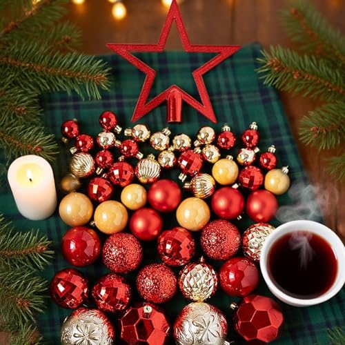 Boules de Noël pour sapin avec 50 pièces de suspensions classiques - 4