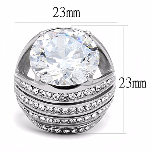 Womens Huge 8 Carat Round Cut Simulated Diamond Non Tarnish Stainless Steel Wedding Ring2