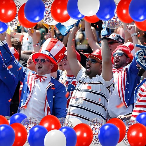 Image of Red White and Blue Balloons,65Pcs Red and Blue Latex Balloons for 4th Of July Patriotic Balloon Graduation Birthday Party Decorations