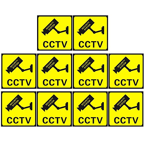Her Kindness 10 peças CCTV em sinais de operação, sinais autoadesivos de CCTV, segurança Warning Sign, Warning Sign(110 mm x 110 mm)