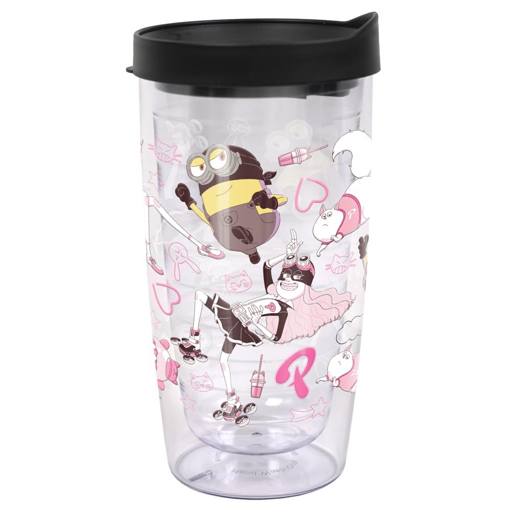LOGOVISIONDespicable Me 4 Poppy Prescott Double-Walled Plastic Travel Tumbler Keeps Drinks Hot & Cold, 16oz.