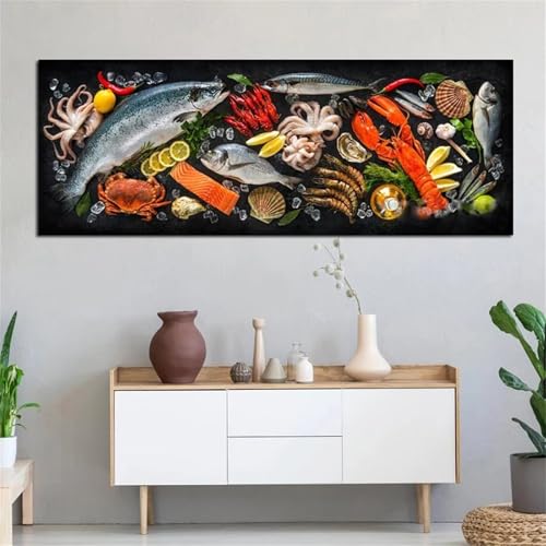 Peinture Diamant Adulte 5D grand format 60x120cm motif poisson fruits de mer