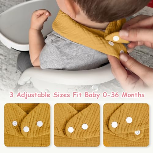 Yoofoss Baby Lätzchen 10 Stück Dreieckstuch 6 Lagig Super Saugfähig Halstuch Baumwolle Musselin Spucktuch Sabberlätzchen für Säugling Kleinkinder Jungen Mädchen – Bild 6