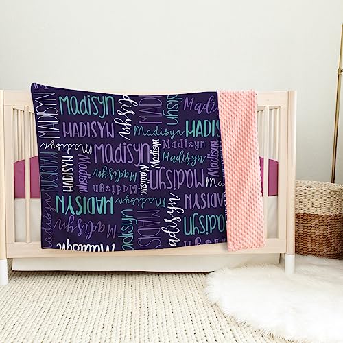 Image of Custom Baby Blanket - Personalized Names Design - Soft Plush Blanket with Double Layer Dotted Backing for Boys Girls Color03(47x60 inches)