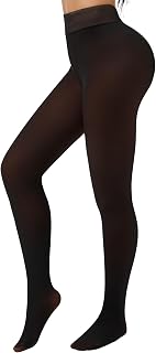 Fleece Lined Tights Leggings for Women, Black Translucent U-Lined
