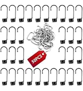 50 PCs Plastic Coated Bungee Cord Hooks Spiral Bungee Hooks and 50 PCs Hog Rings