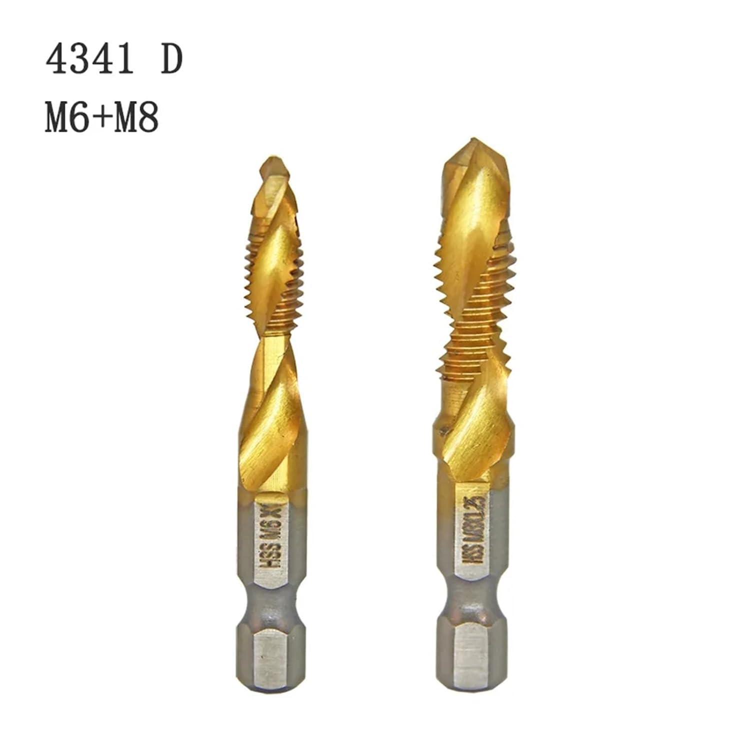 6PCS 4341D M3-M10 HSS Titanium Plated Hex Shank Drill Bits Screw Thread Metric Tap Screw Machine Compound Hand Tools DIOBFZFY