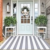 IOHOUZE Alfombra a rayas grises y blancas de 4 x 6 pulgadas, felpudo