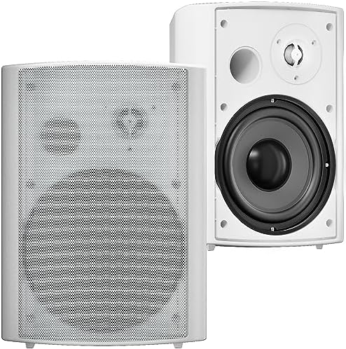 STUDIOFINIX 6.5 Inches 400 Watt Indoor Outdoor Bluetooth Speakers Wall Mount Speakers Waterproof Weather Resistant for Patio Garage Home Outdoor (White)