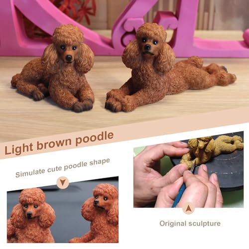 Statues de caniche marron pour tableau de bord voiture et décoration table - 3