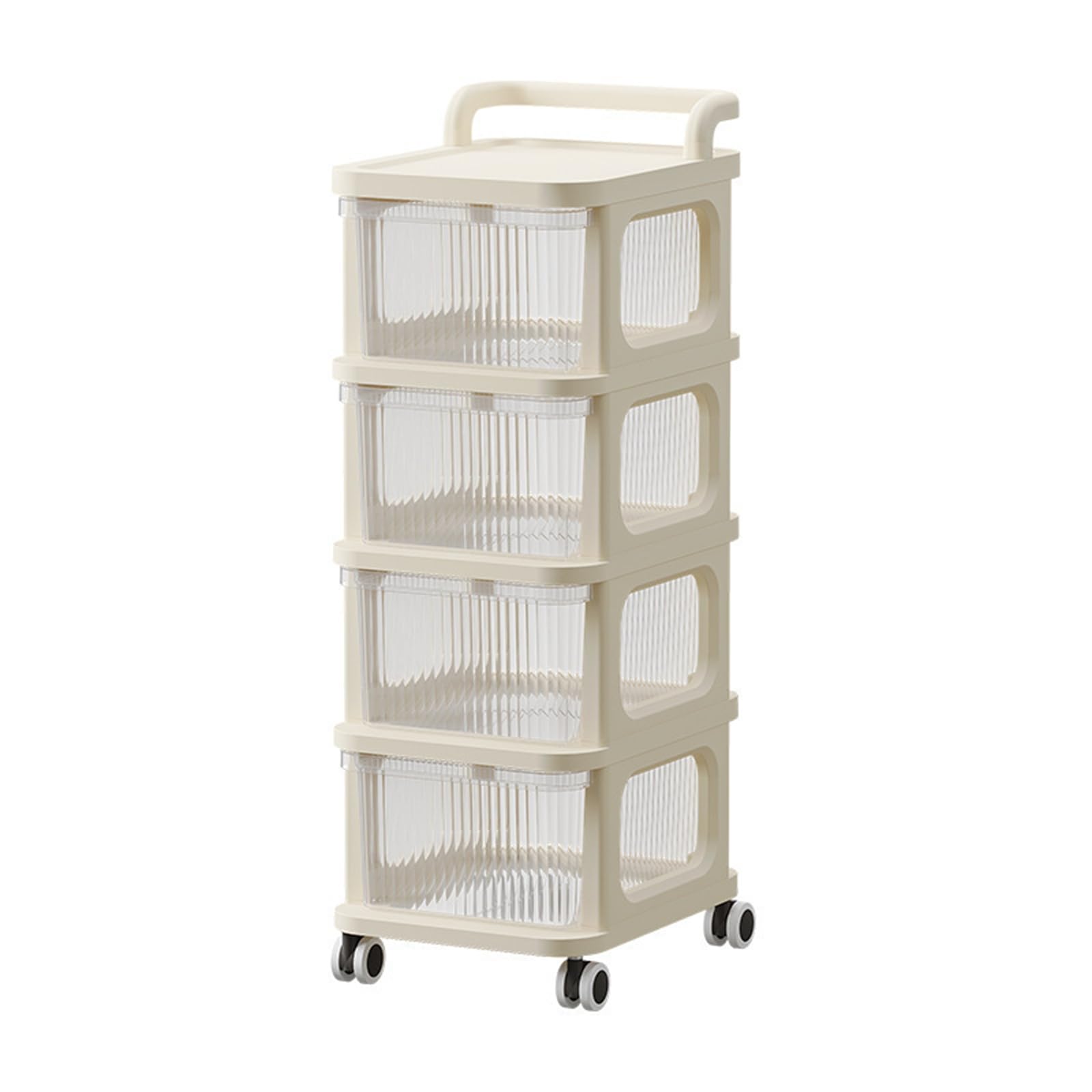 4-Layers Plastic Storage Drawers on Wheels Drawers Storage Unit Plastic Drawers on Wheels Plastic Storage Unit 4 Drawer Trolley For Shoes Toys Snack Organizer Room Office Cart 87.5cm x L38cm x W30cm
