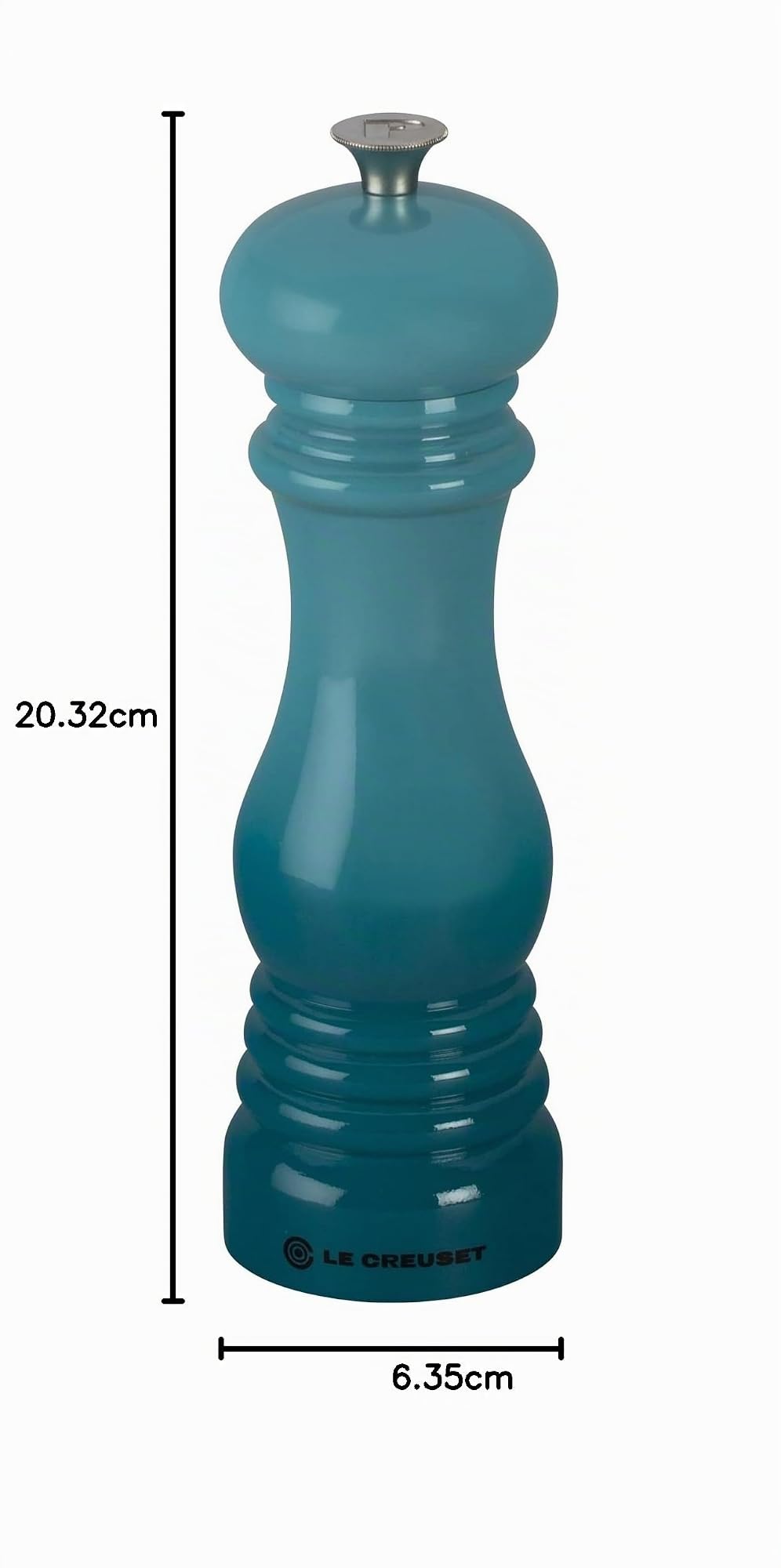 Le Creuset Molinillo de Pimienta, Plástico ABS, 6.2 x 6.2 x 20.8 cm, Mecanismo de Cerámica, Caribe, 96001900490000