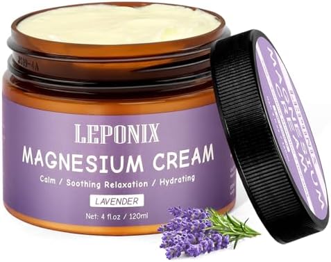 Magnesium Cream for Sleep & Muscle Recovery - Soothing Topical Magnesium Lotion for Leg Cramps, Joint Comfort, Pain Relief - Relaxing Magnesium Body Butter for Men Women Kids (120ml, Lavender)