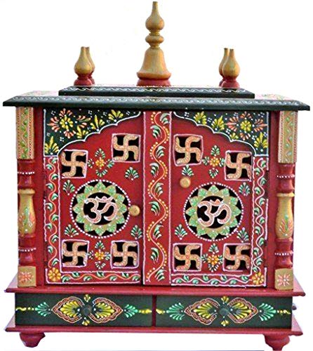 Home and Bazaar Rajasthani Ethnic Handcrafted Wooden Temple/Mandir/Pooja Ghar/Mandapam