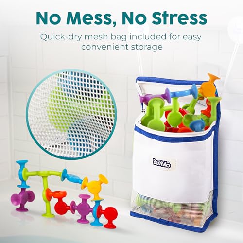 Image of BUNMO Bath Toys Suction - Connect, Build, Create - Bath Toys - Hours of Fun & Creativity - Fine Motor Skills - Stimulating Sensory Toys - Non-Mouthable Toy 3+ - Textured 44 Pack