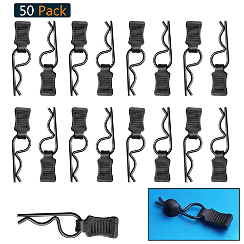Hobbypark 50Pcs Universal Rc Car Body Clips W/Pull Tabs Black R Pins For 1/10 Scale Traxxas Arrma Axial Losi & All 1/8 Redcat Hpi Hsp Exceed Truck Buggy Shell Replacement Parts #TOP1
