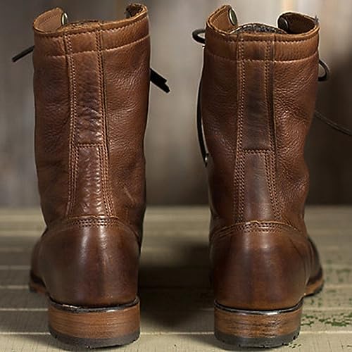 Men Vintage Leather Lace Up Mid-Calf Boots Fashion Casual Foldable Motocycle High-Top Ankle Boots Round Toe Chukka Boots3