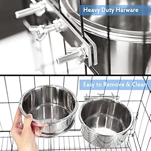 Kennel Water Bowl, 2 Packs No Spill Hanging Cage Crate Bowl for Cat, Small Dog Feeder -2 Cups / 1 Pint