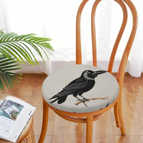 Coussin de sol de méditation en mousse mémoire de forme avec illustration corbeau artistique