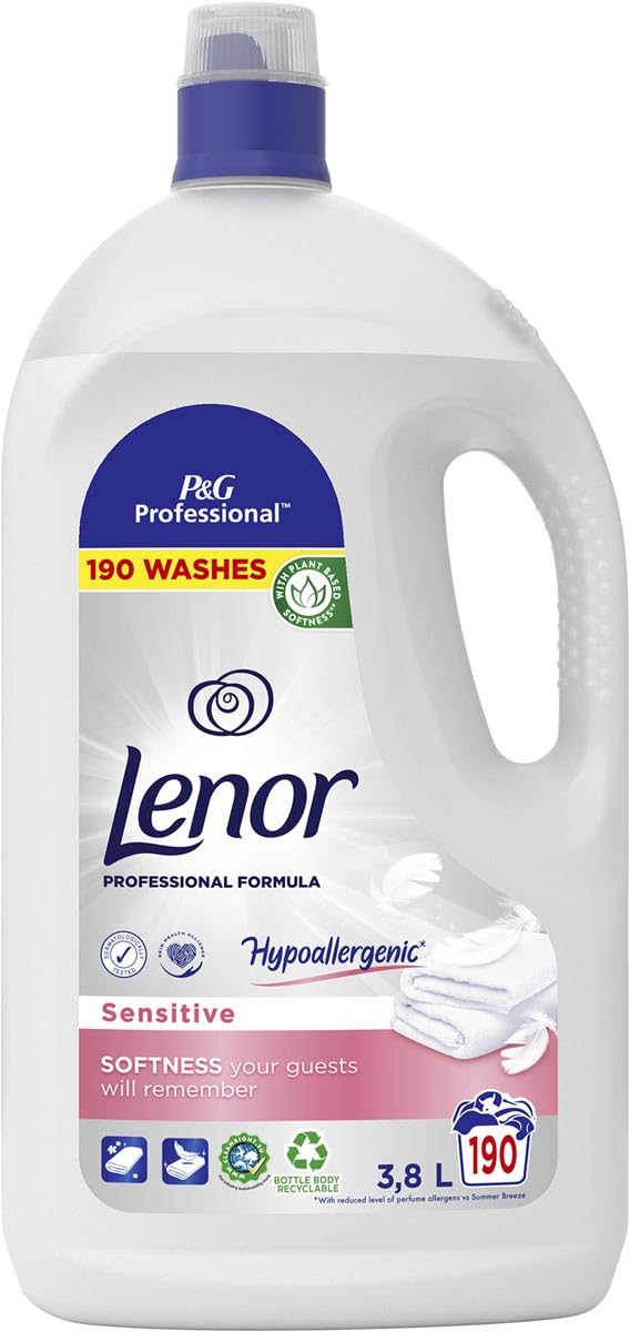 Lenor Professional, Suavizante Ropa y Potenciador Concentrado, Skin Health Alliance, 570 Lavados, 11.4 L (3 X 3.8L), Sensitive, Testado dermatológicamente