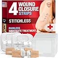 Emergency Wound Closure Strips - 4pk - 2 Types Sutures Free Laceration Closure Kit - Stitchless & Easy to Use - Butterfly Bandages for Cut Care - Perfect for Quick Stop Bleeding and Wound Closing